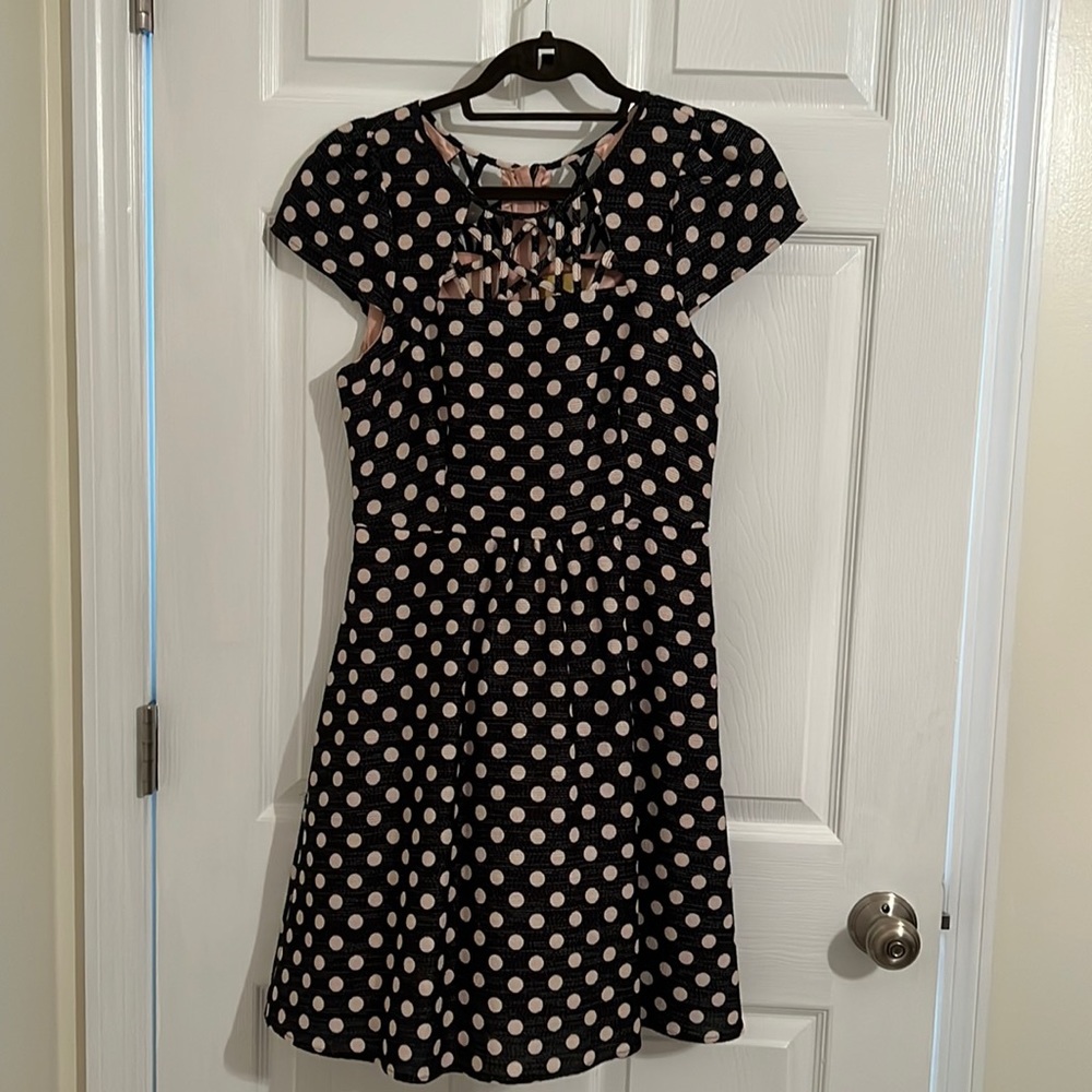 Black and Light pink polka dot dress - M - Maeve